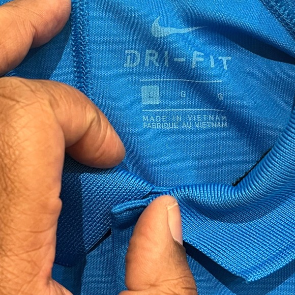 Nike Golf Men’s Large‎ Polo Short Sleeve Dri Fit Light Blue Button Up - Picture 7 of 10